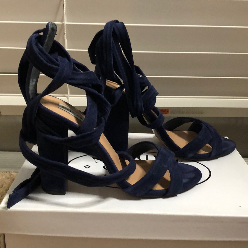 Steve Madden Navy Blue Ankle Wrap Heels
